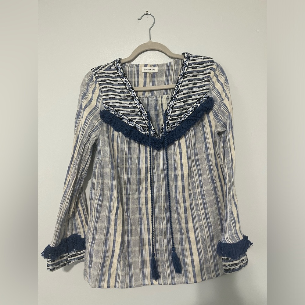 Sugar Lips Bohemian Long sleeved embroidered blouse